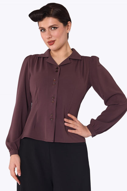 Pepper 40s Brown Blouse