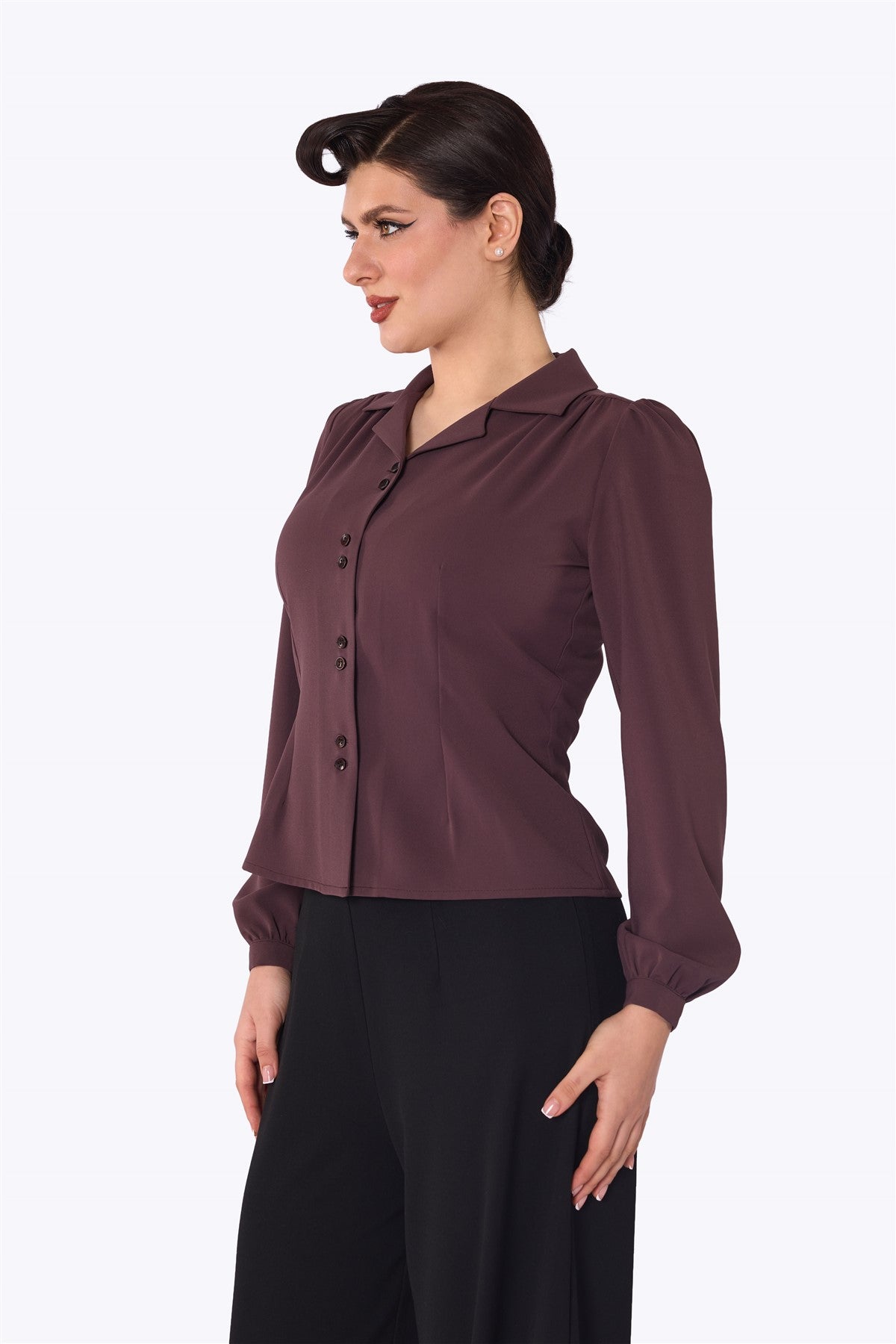Pepper 40s Brown Blouse