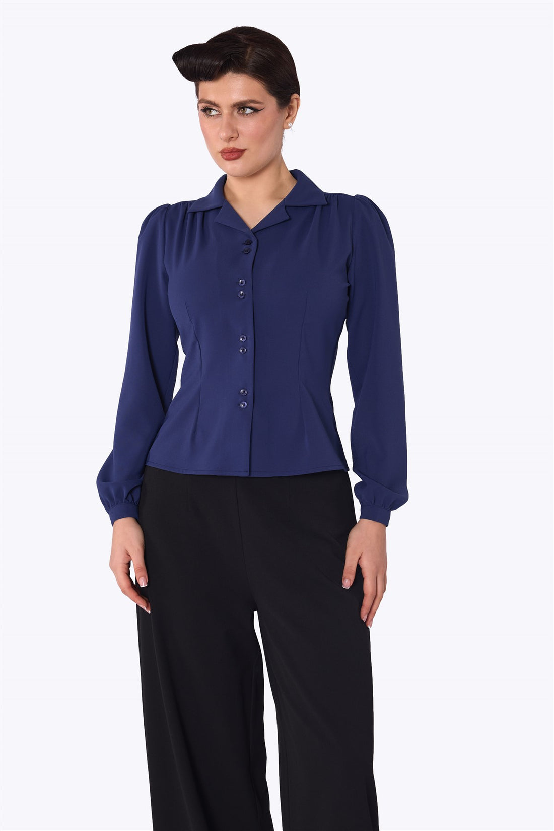 Pepper 40s Navy Blue Blouse