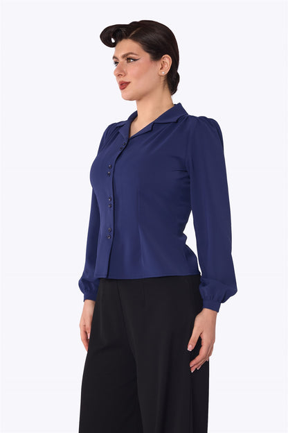 Pepper 40s Navy Blue Blouse