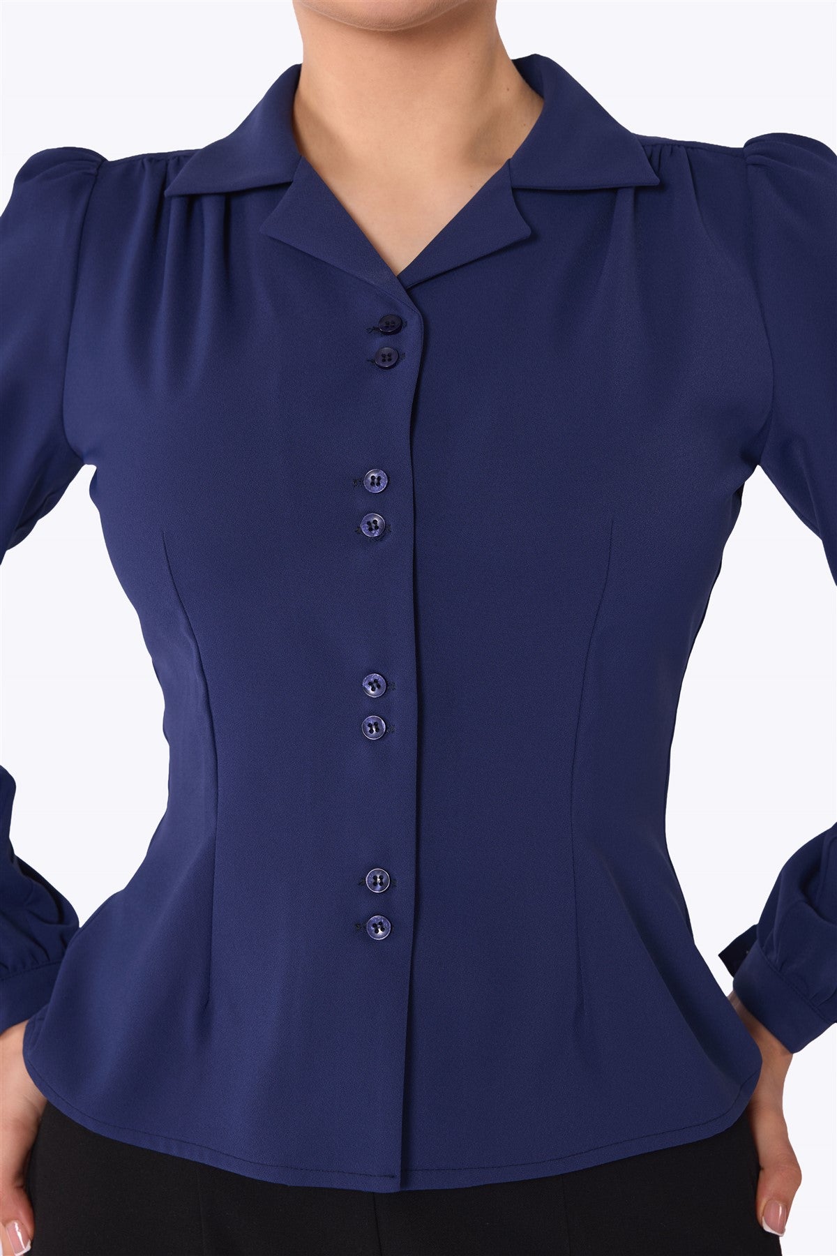Pepper 40s Navy Blue Blouse
