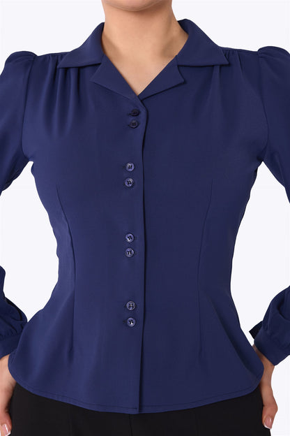 Pepper 40s Navy Blue Blouse