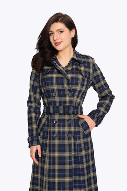 Kathie 40s Checks Trench Coat