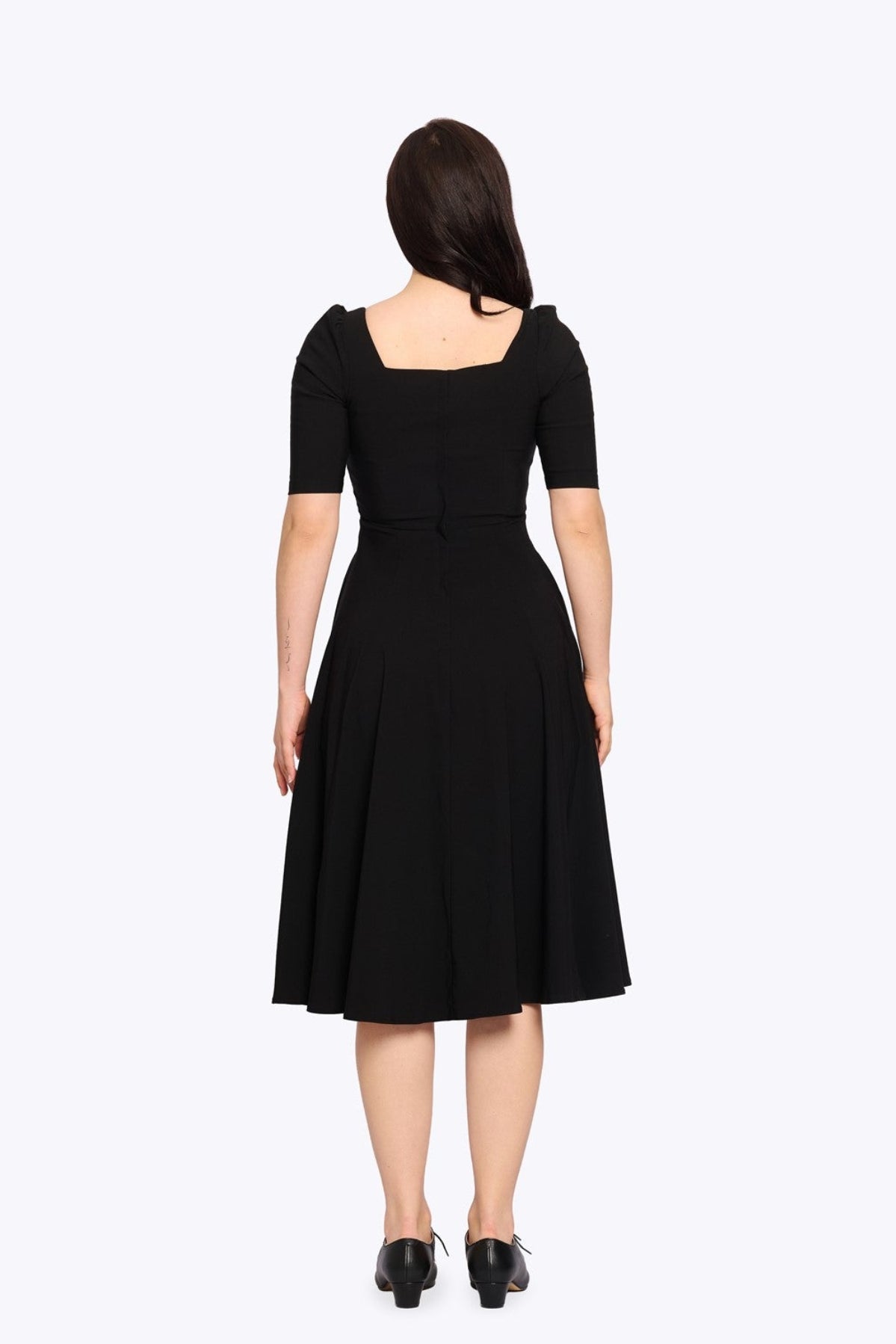 Dolores Black Long-Sleeve Swing Dress
