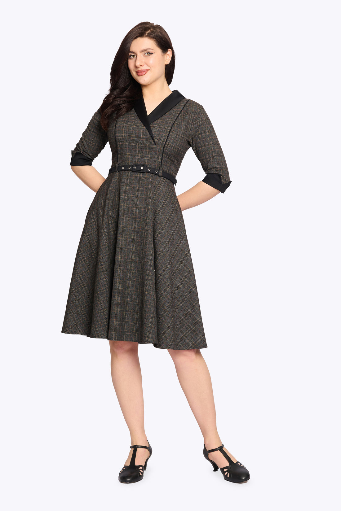 Margaret Heritage Check Flared Dress