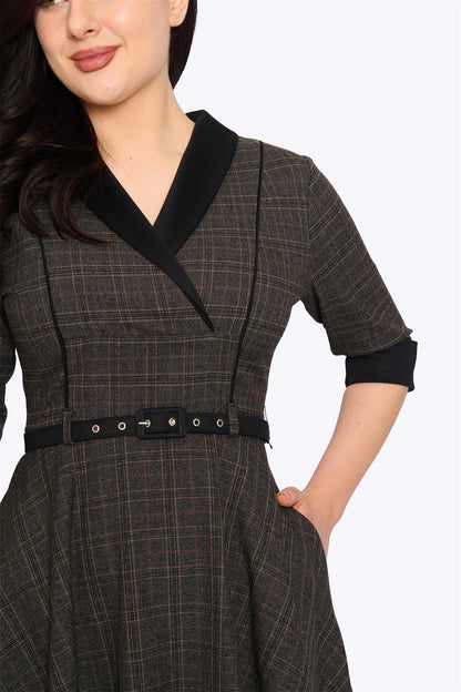 Margaret Heritage Check Flared Dress
