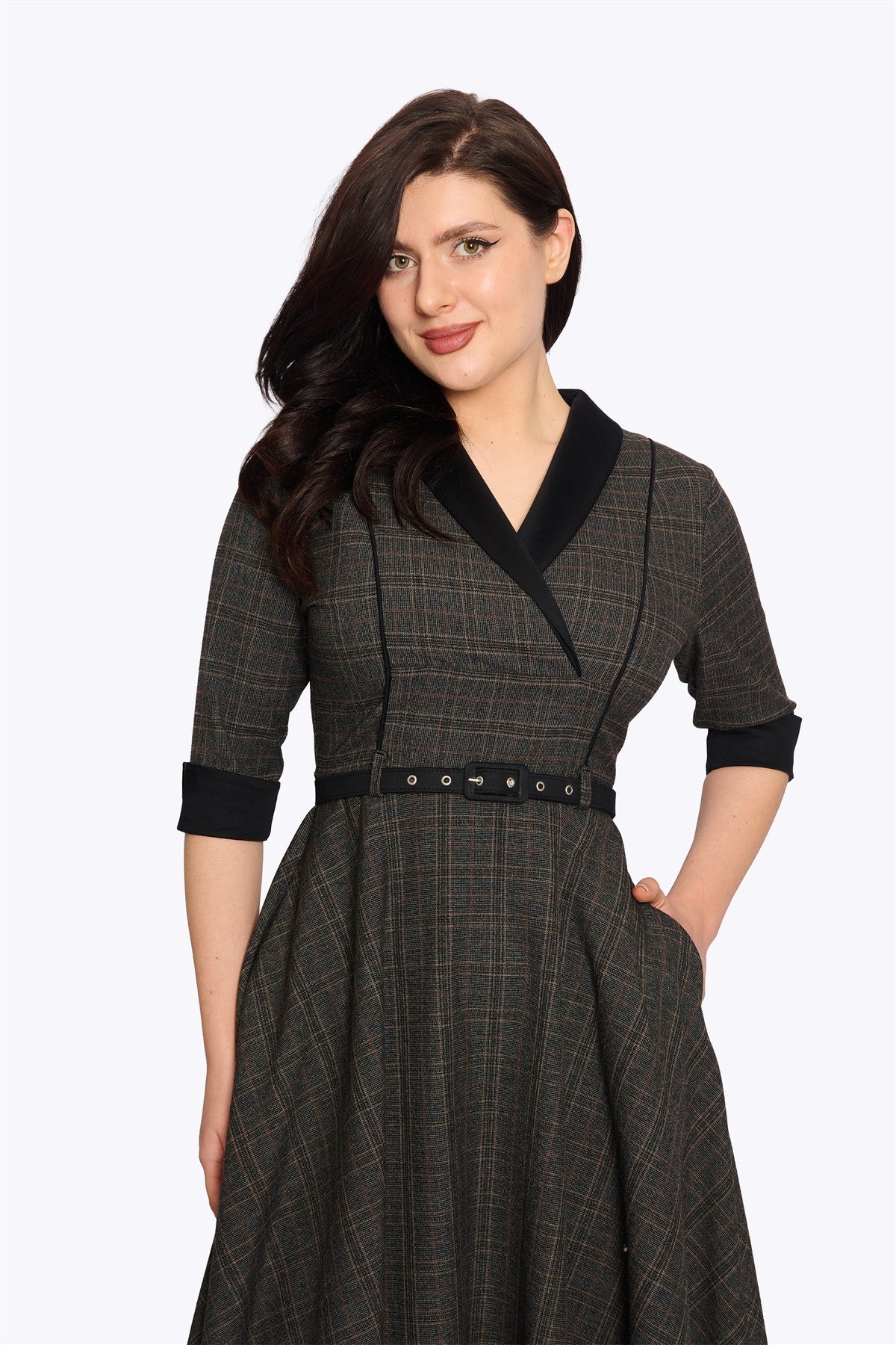 Margaret Heritage Check Flared Dress