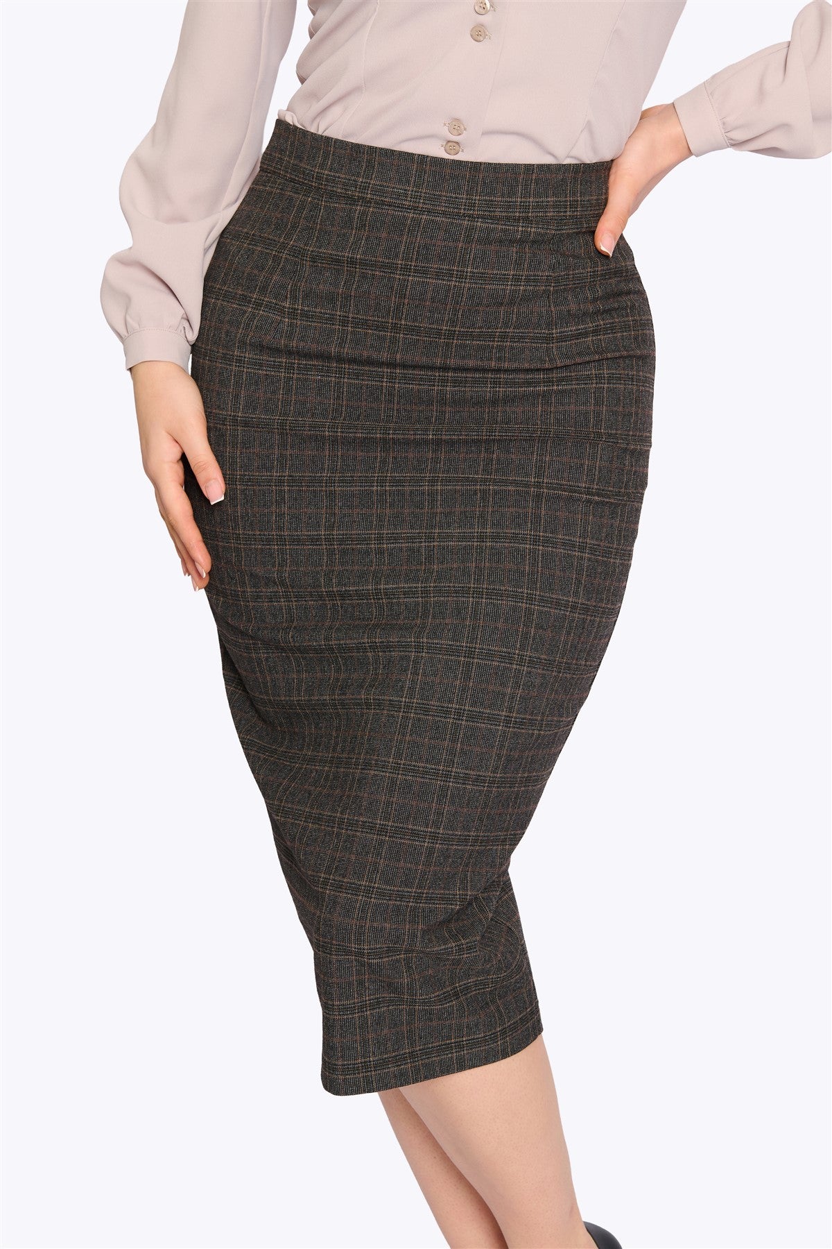 Posey Heritage Check Pencil Skirt