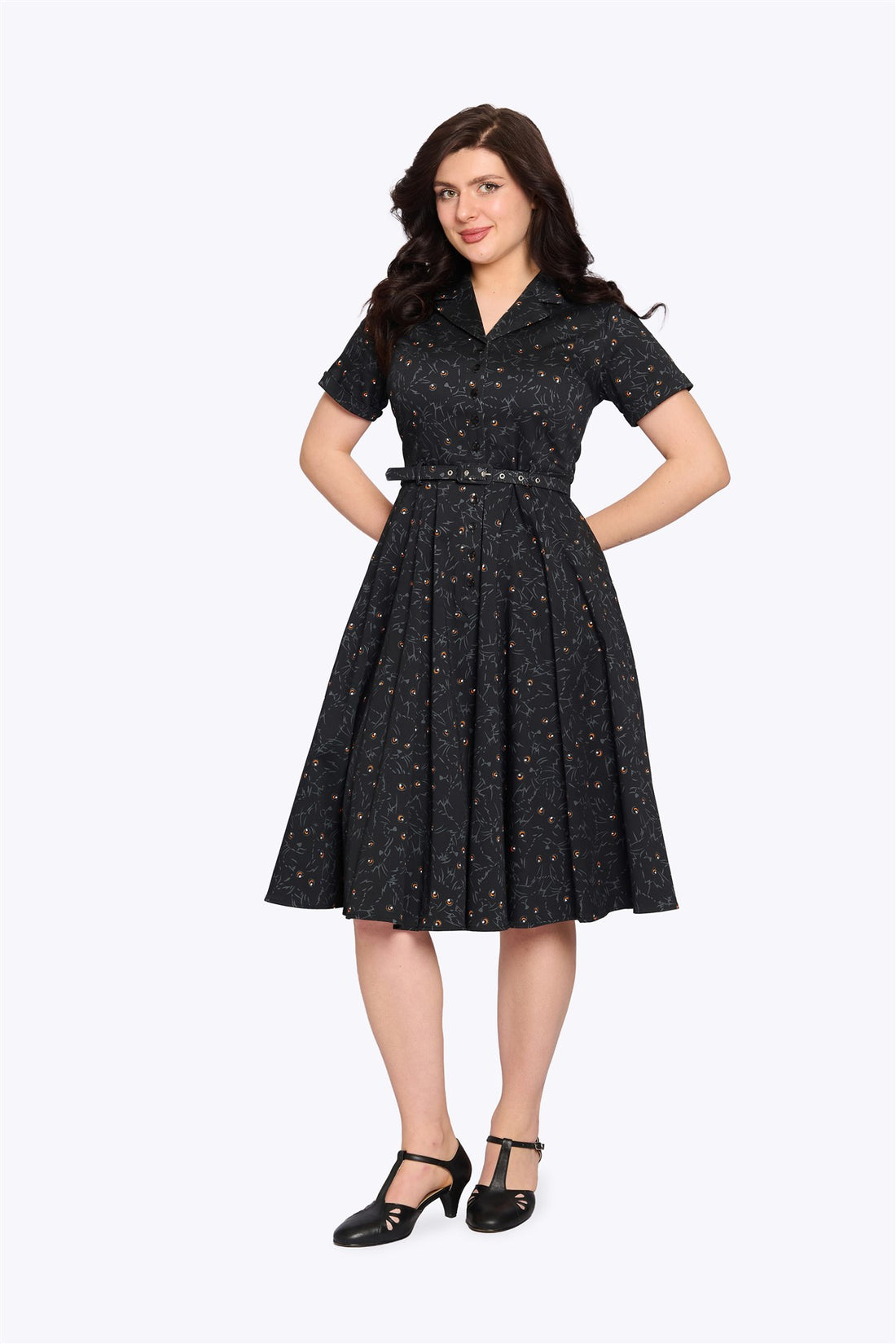 Caterina Black Cats Swing Dress