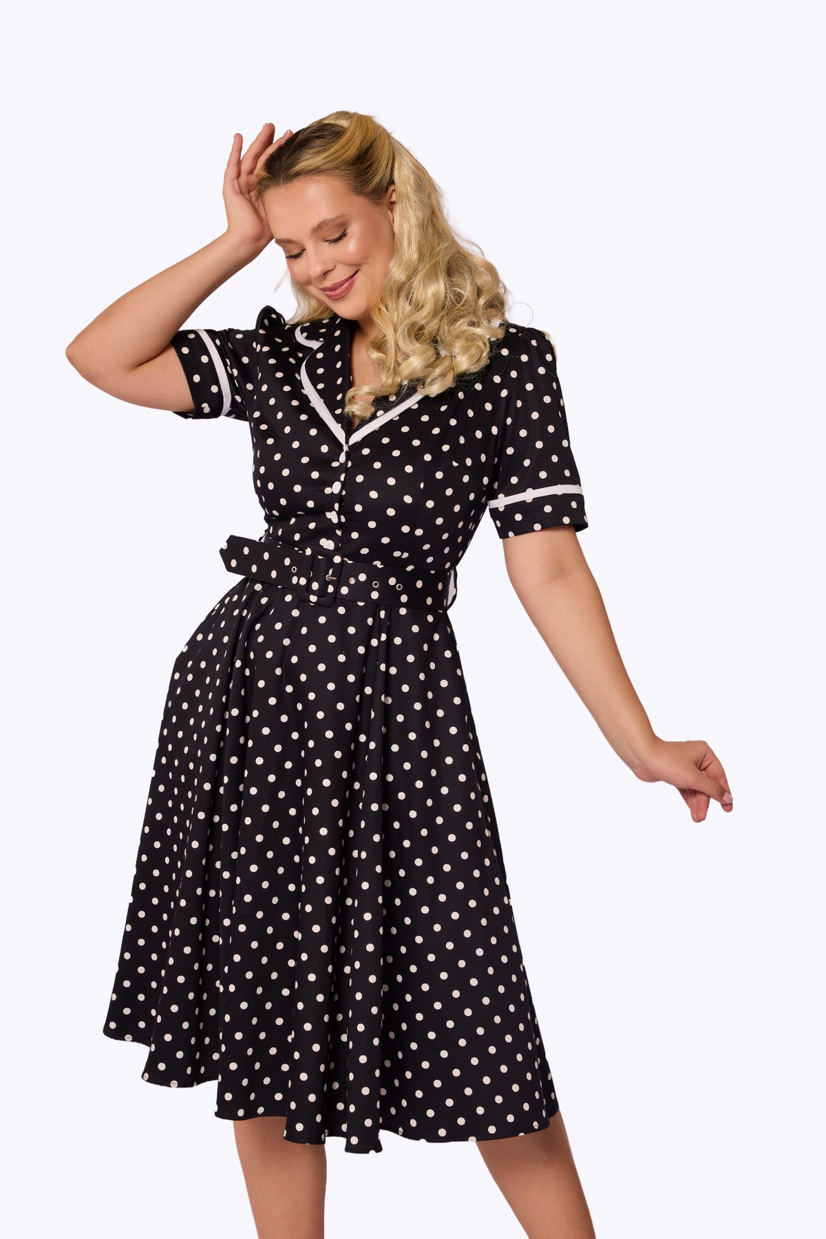 Retrova Polka Swing Dress