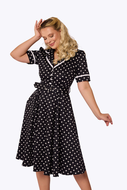 Retrova Polka Swing Dress