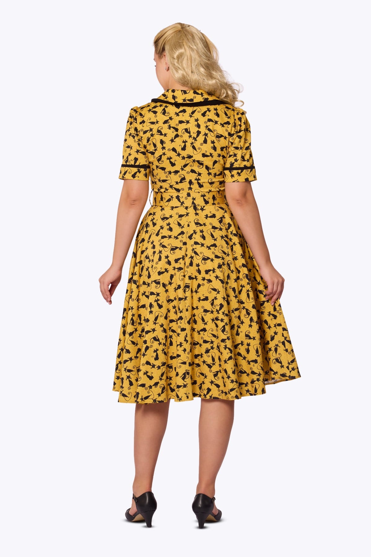 Retrova Black Cat Swing Dress
