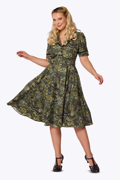 Retrova Tortoise &amp; Chrysanthemum Swing Dress