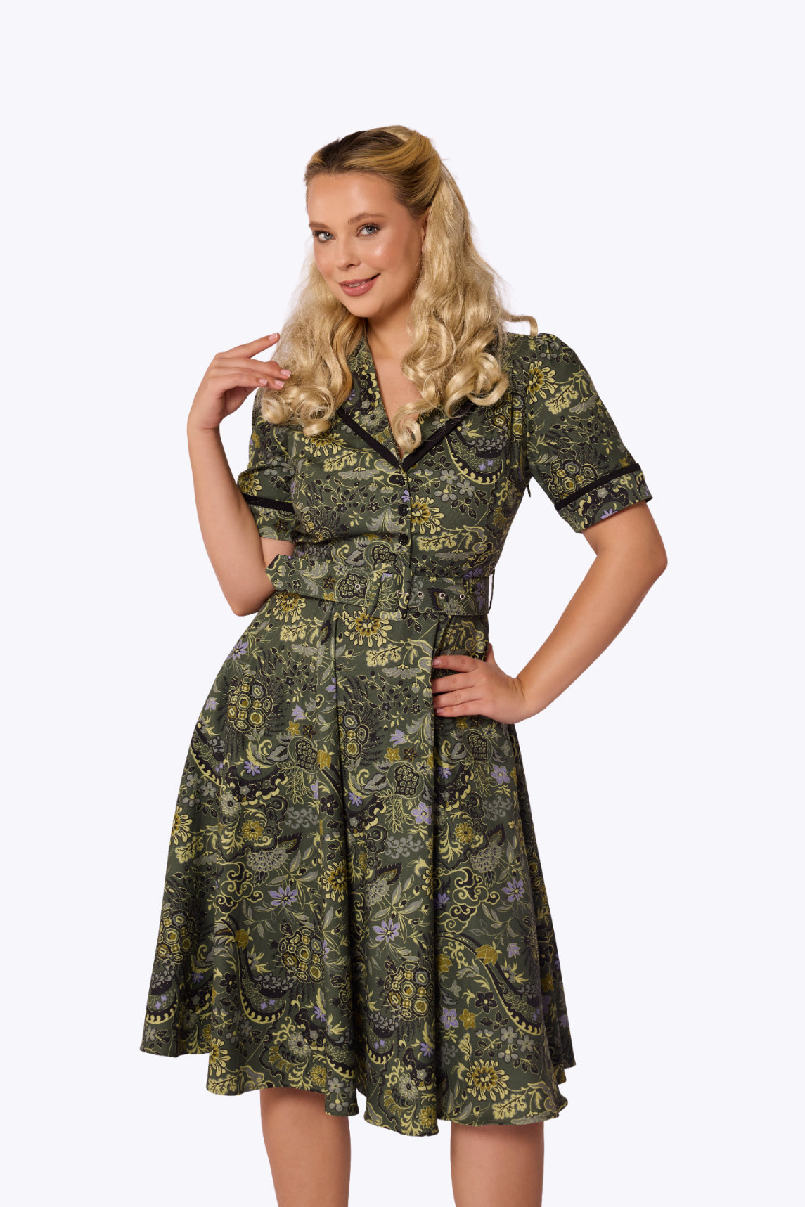 Retrova Tortoise &amp; Chrysanthemum Swing Dress