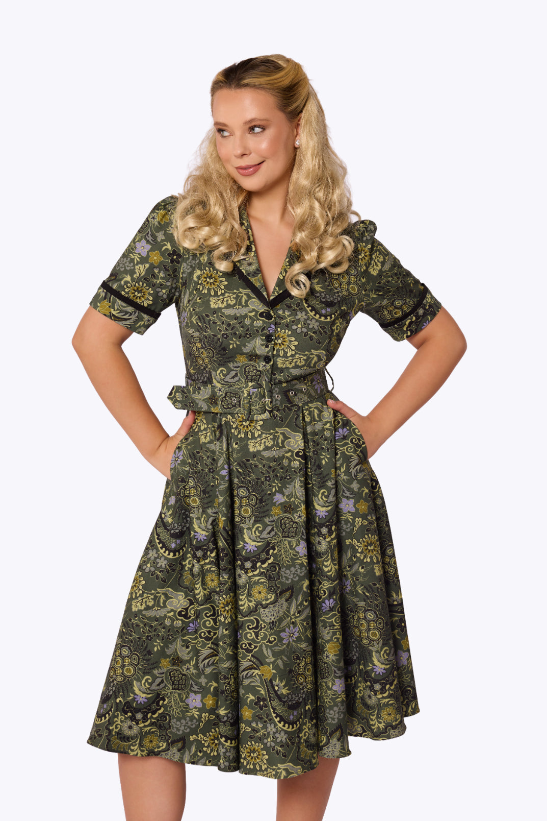 Retrova Tortoise &amp; Chrysanthemum Swing Dress