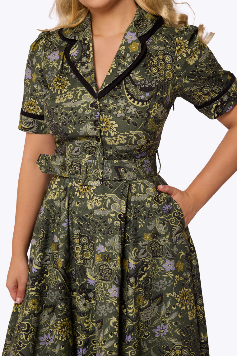 Retrova Tortoise &amp; Chrysanthemum Swing Dress