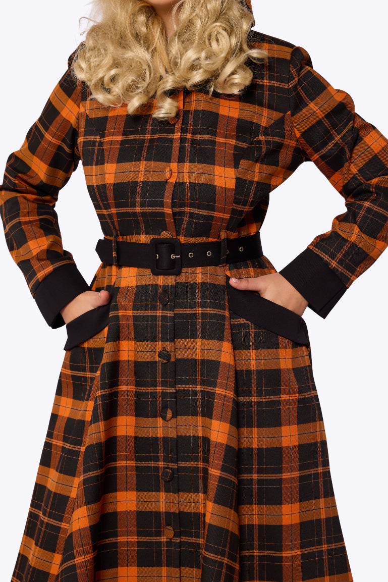 Ruby Pumpkin Tartan Coat