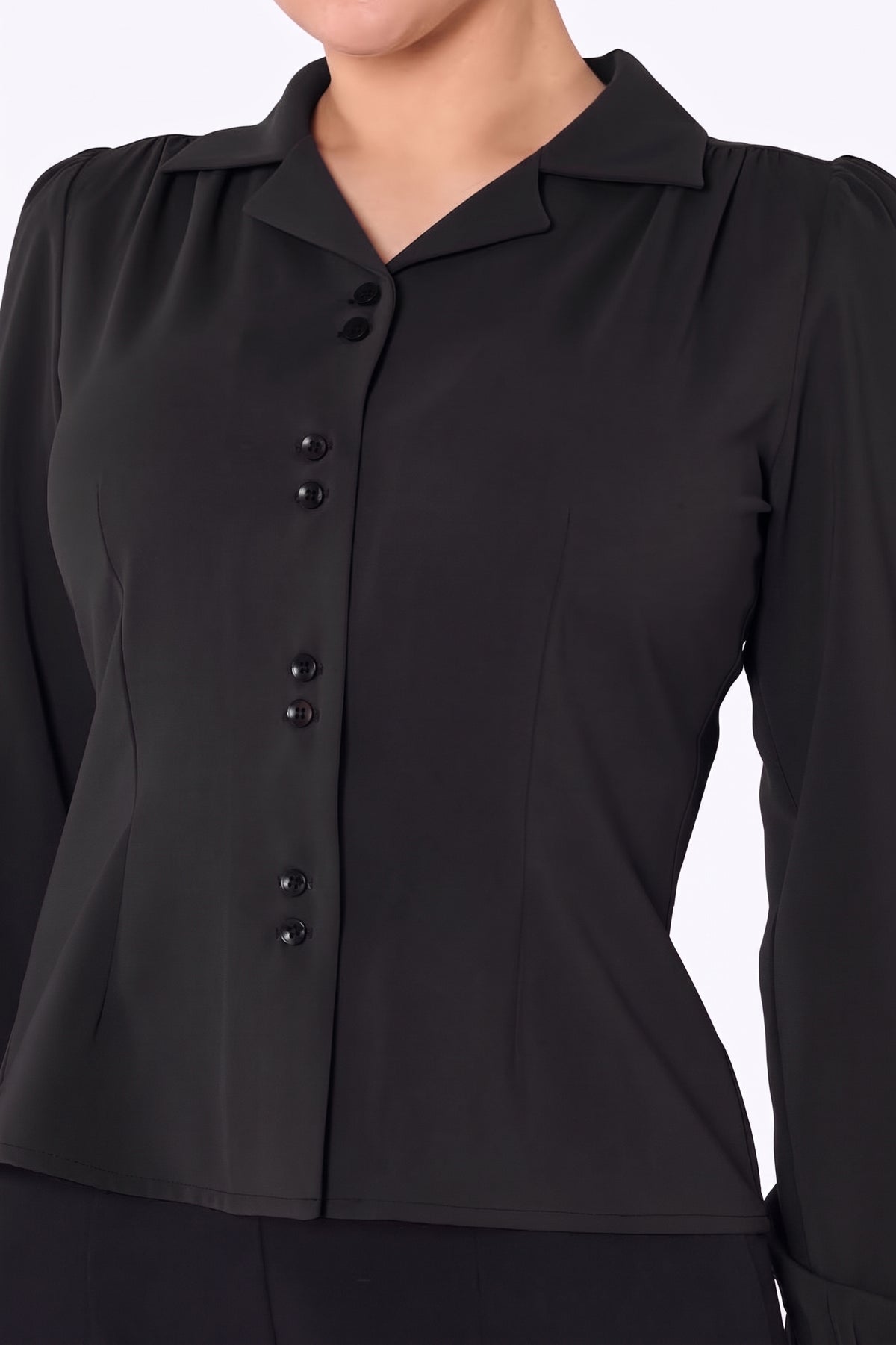 Pepper 40s Blouse Jet Black