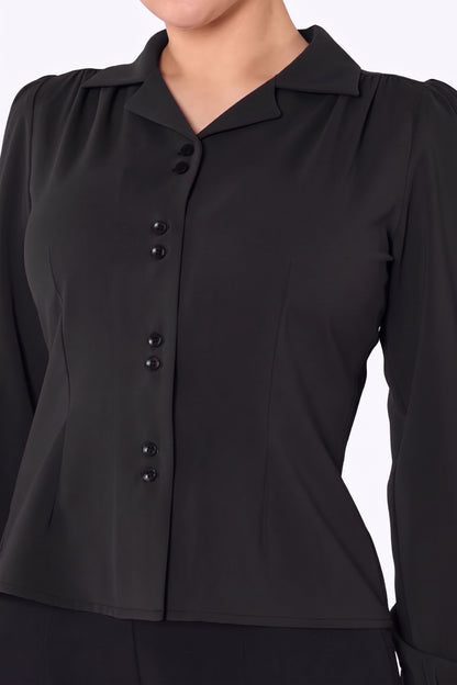 Pepper 40s Blouse Jet Black