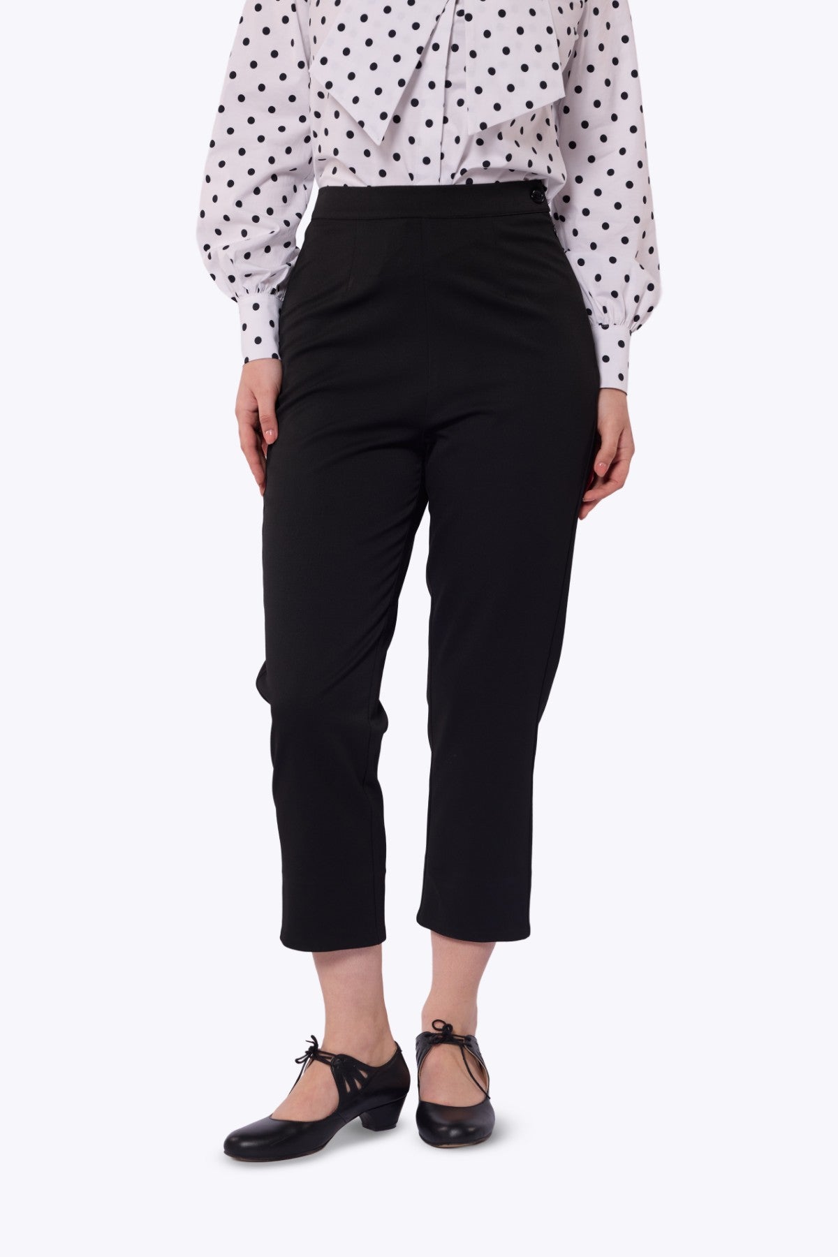 Collectif Nora Plain Pedal Pushers for Women, Black, UK8