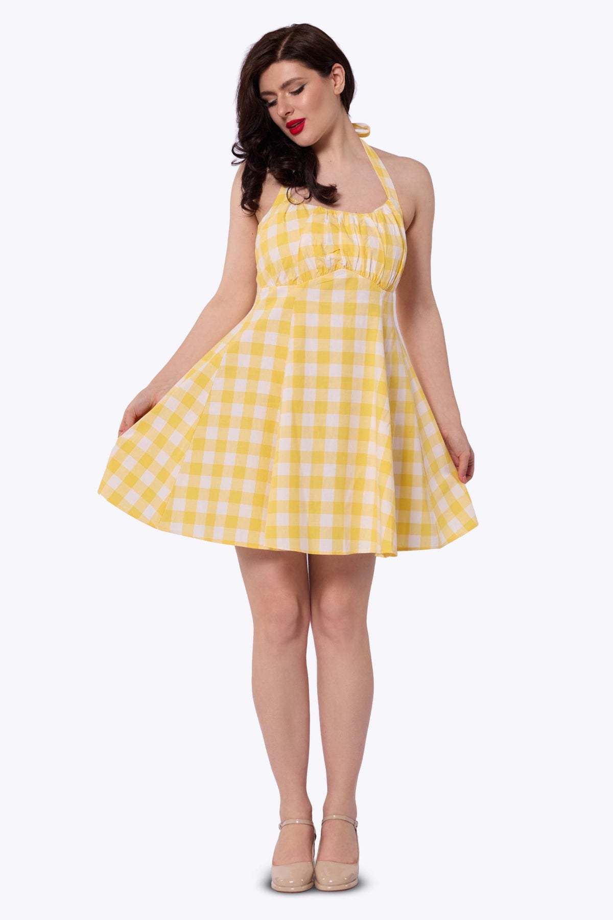 Milly Gingham Flared Mini Dress