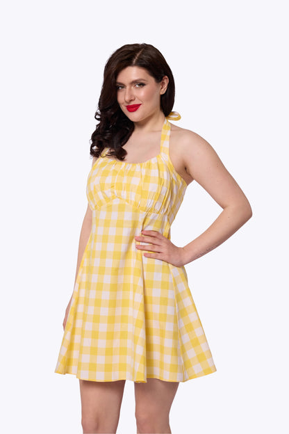 Milly Gingham Flared Mini Dress
