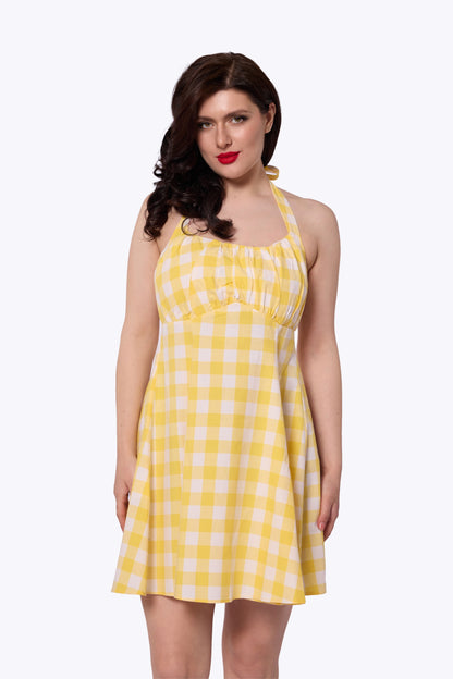 Milly Gingham Flared Mini Dress