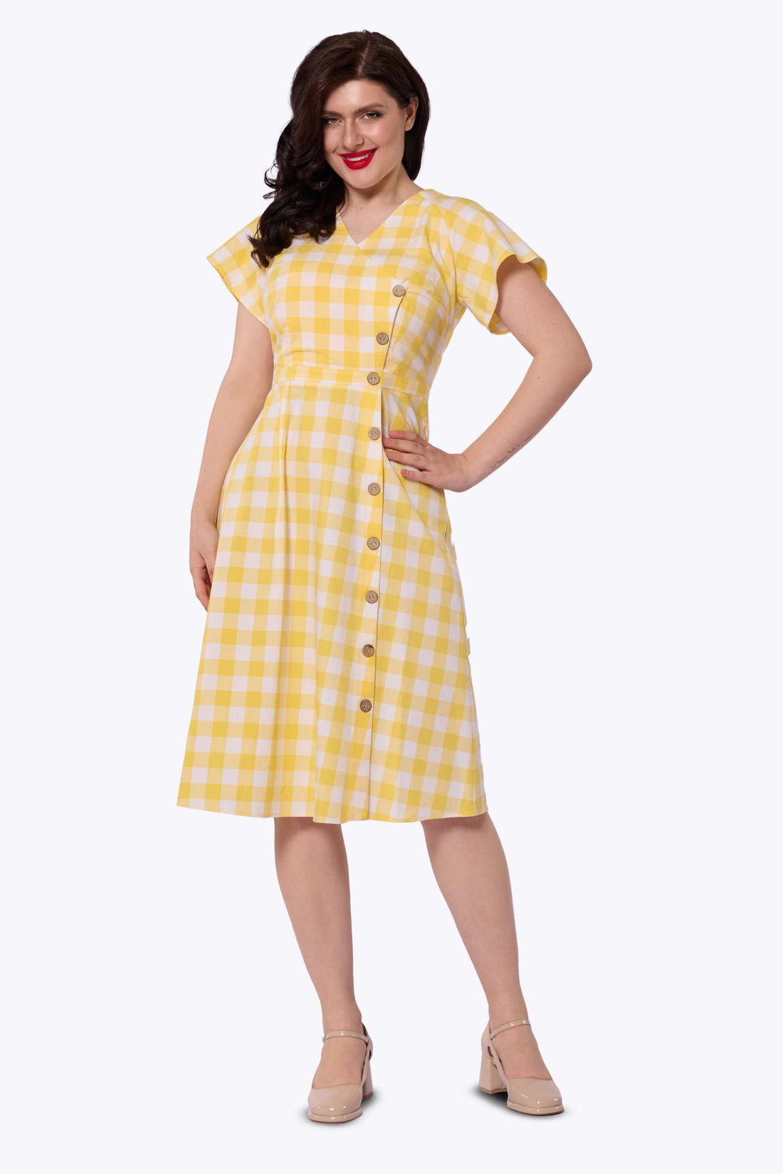 Cherylin Gingham Flared Dress