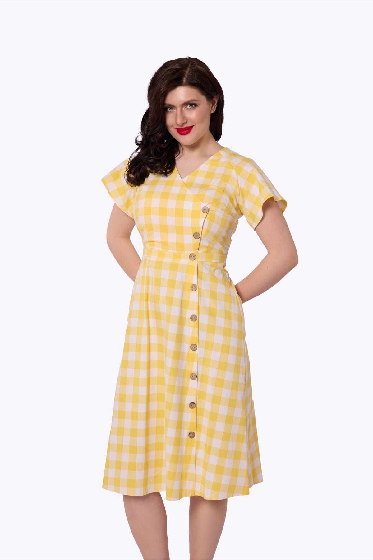 Cherylin Gingham Flared Dress
