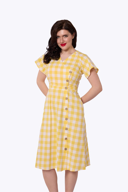 Cherylin Gingham Flared Dress