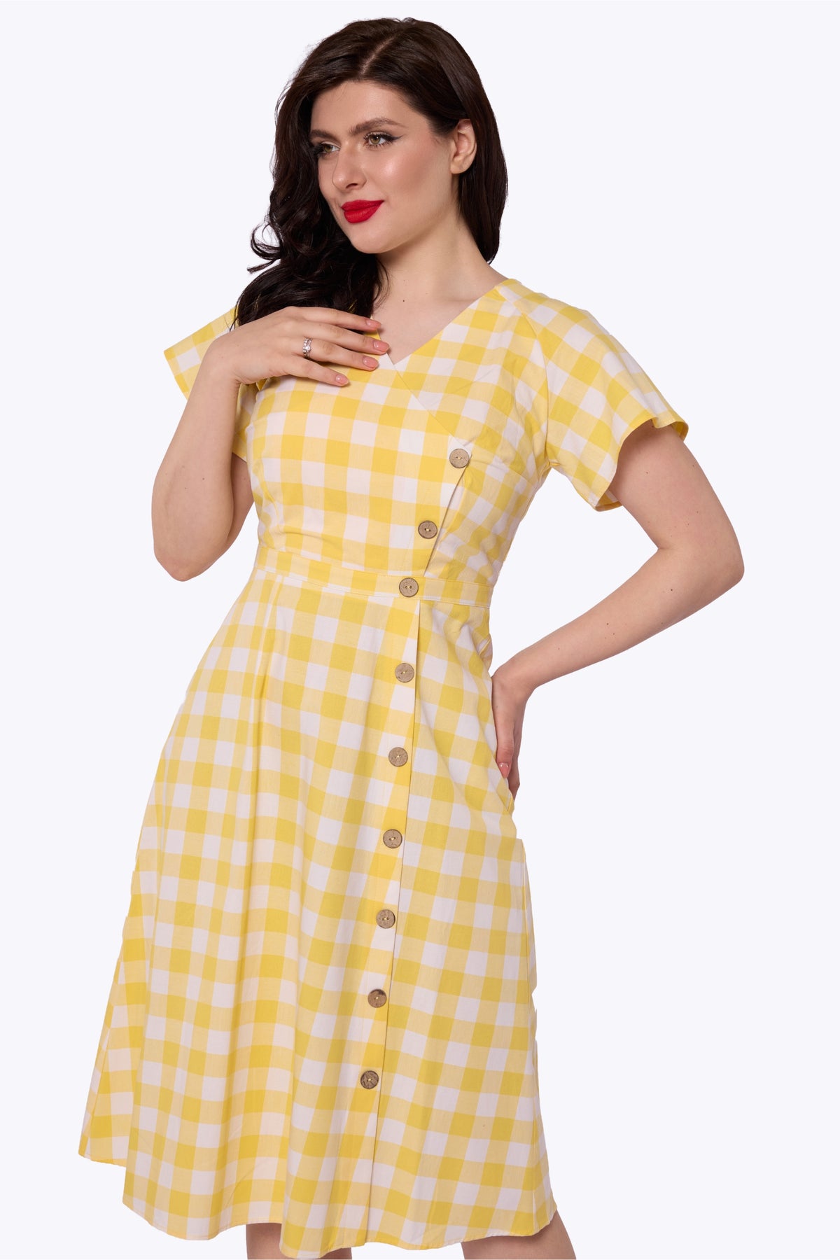 Cherylin Gingham Flared Dress