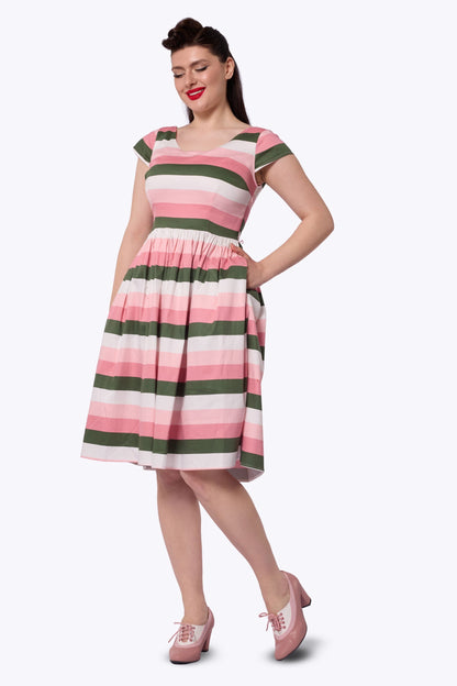 Tima Floral Stripe Swing Dress