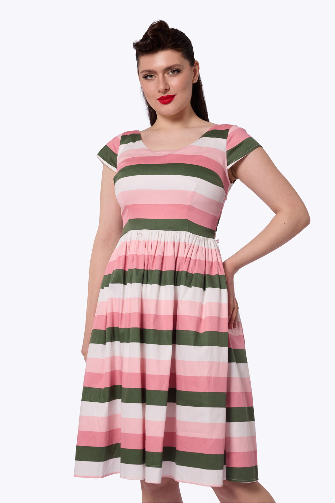 Tima Floral Stripe Swing Dress