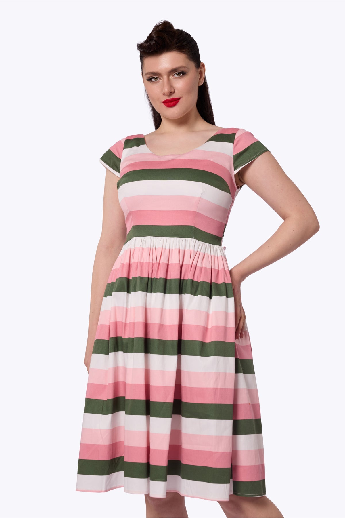 Tima Floral Stripe Swing Dress