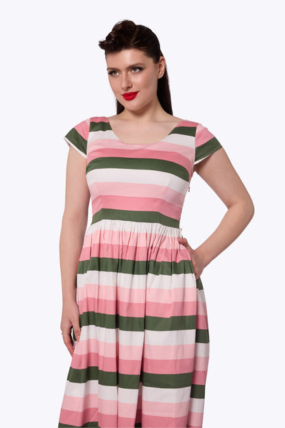 Tima Floral Stripe Swing Dress