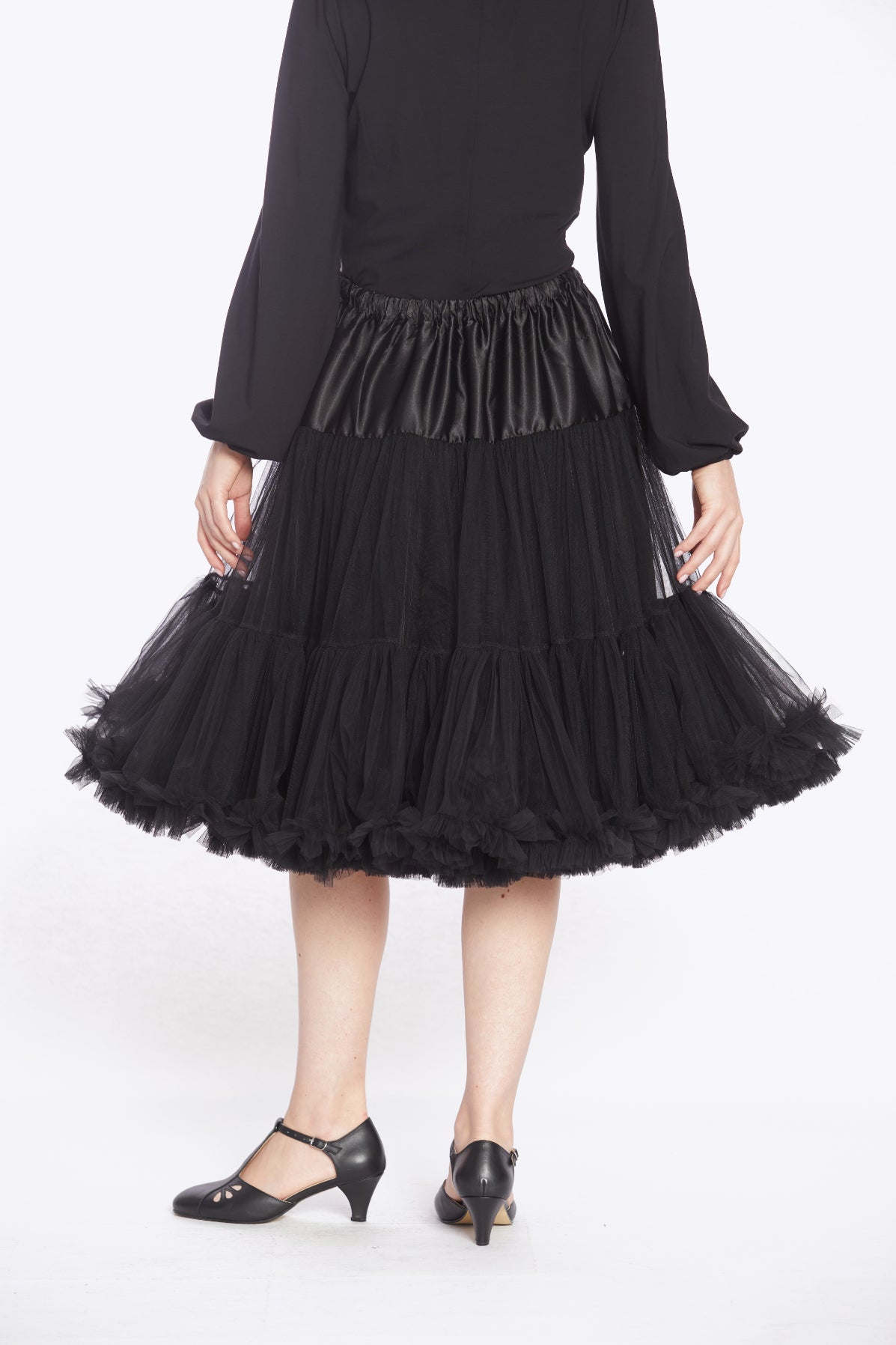 black dress with petticoat Collectif Female Petticoat, UK6-16 front of house the length finishes 26 Buy Now: MNM Couture Atria Signature Colors:Lilac