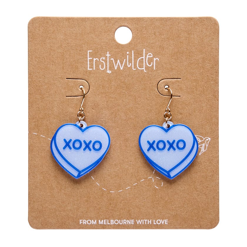 Candy Heart Drop Earrings – Blue