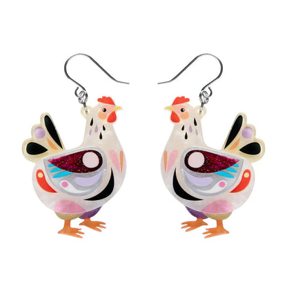 Clara the Chicken Drop Earrings