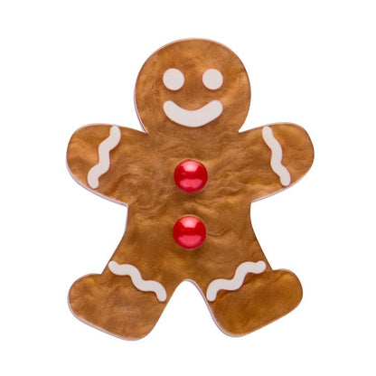 Gingerbread man simplified mini brooch
