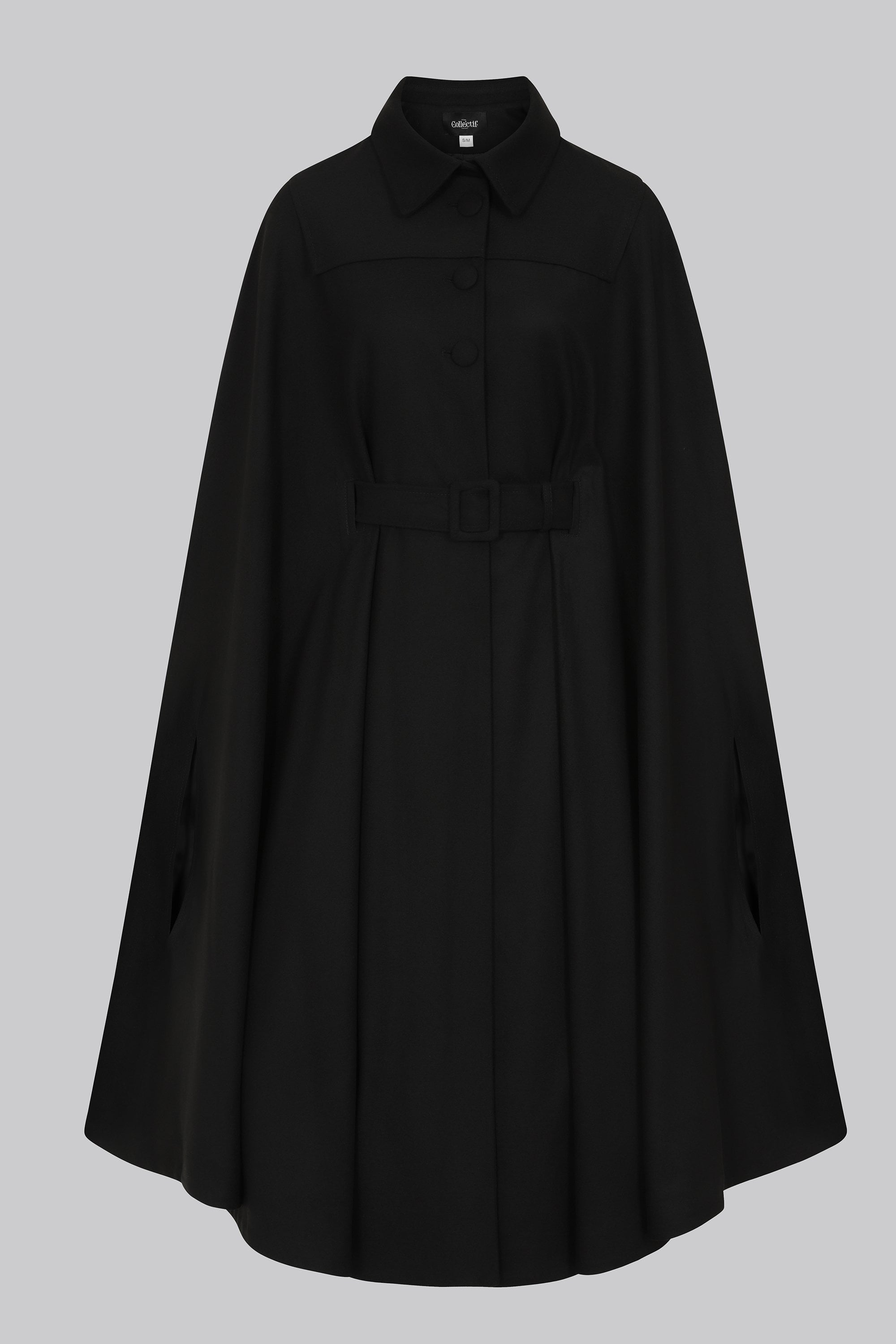Enola Black Cape Coat Collectif Vintage - Main Image