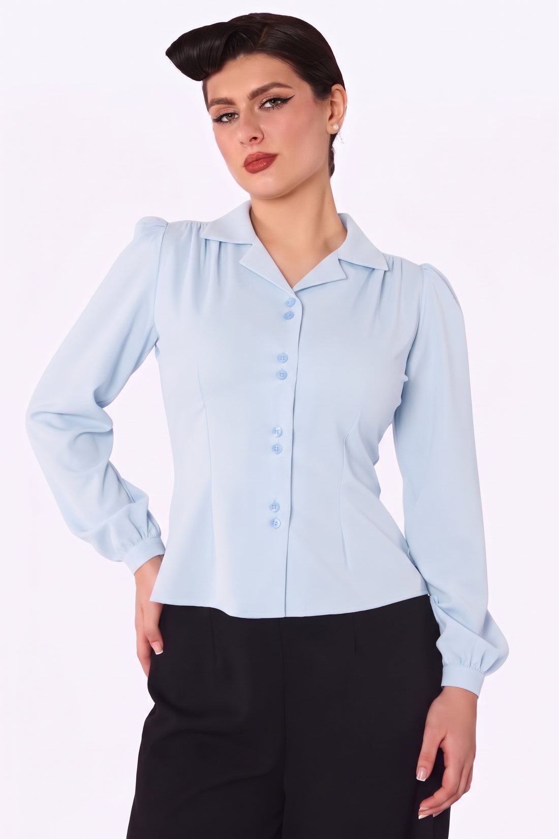 Pepper 40s Blouse Powder Blue
