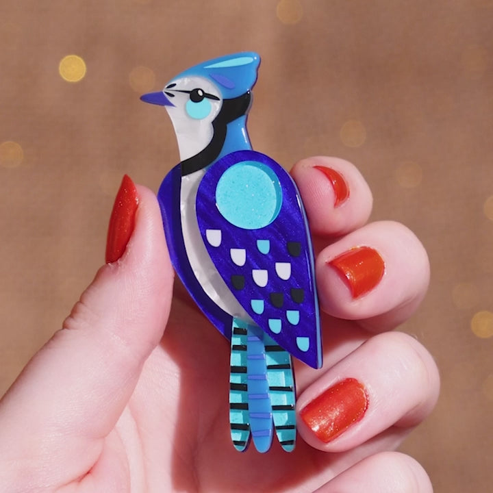 Erstwilder The Boisterous Blue Jay Brooch